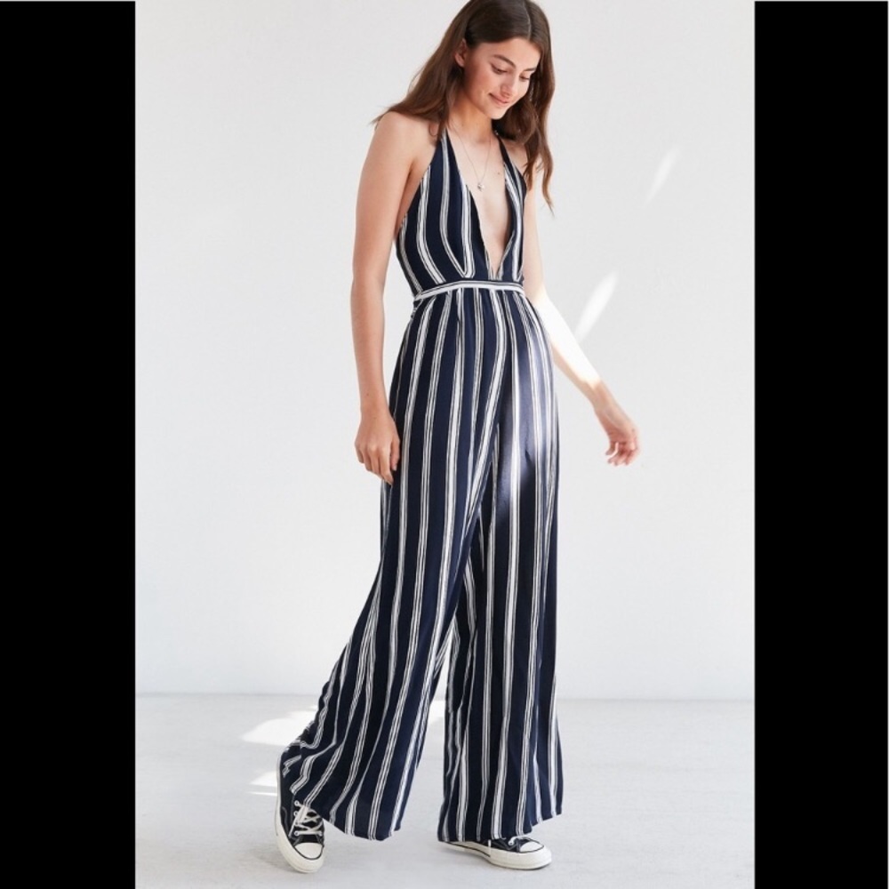 Faithful The Brand Blue striped jumpsuit